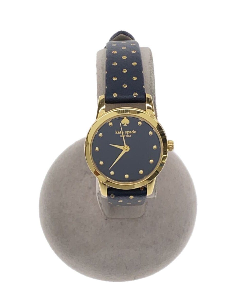 kate spade new york◆クォーツ腕時計/アナログ/レザー/BLK/BLK/SS