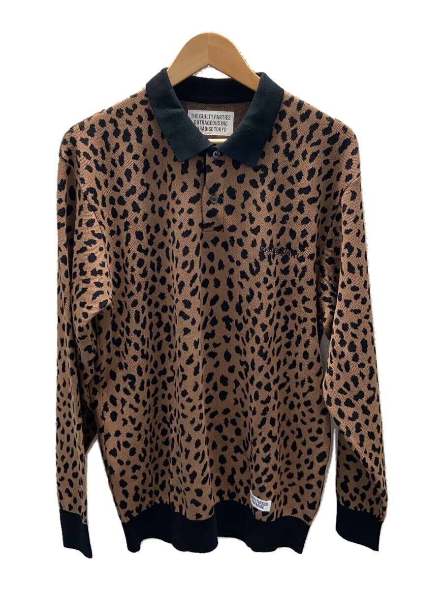 WACKO MARIA◆22FW/LEOPARD KNIT JACQUARD POLO SHIRT/22FW-WMK-KN21