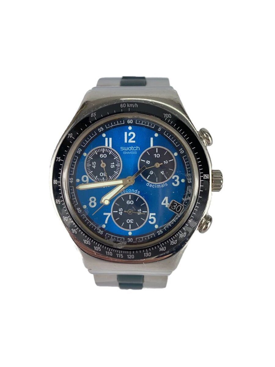 SWATCH◆クォーツ腕時計/アナログ/ステンレス/ブルー/シルバー/SS//