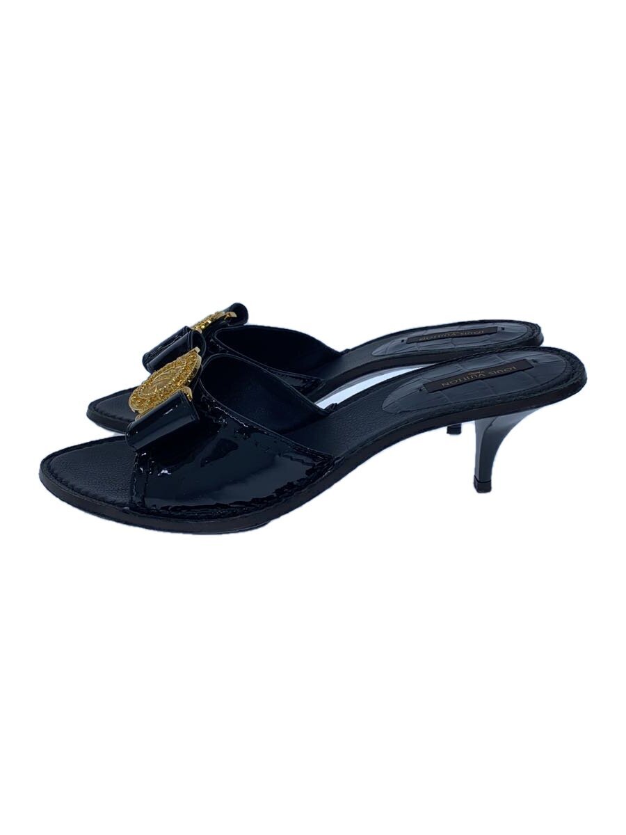 LOUIS VUITTON◆サンダル/36/BLK/エナメル