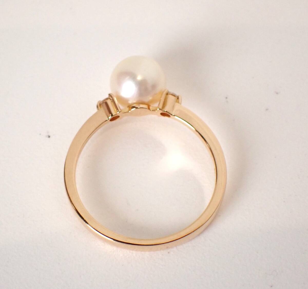 美品 田崎(タサキ) イエローゴールド パールダイヤリング K18 美品 田崎(タサキ) イエローゴールド パールダイヤリング K18