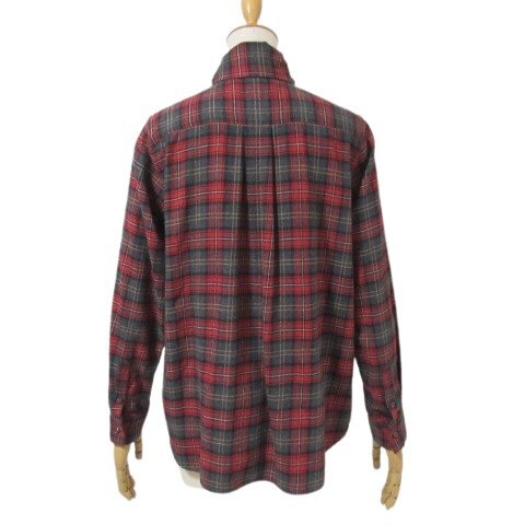 ビームス ボーイ 美品 定1.3萬 長袖シャツ/ネル タータン アスコットタイシャツ レッド S～M位 13-11-1225-195 2WAY BEAMS BOY ◆HA10