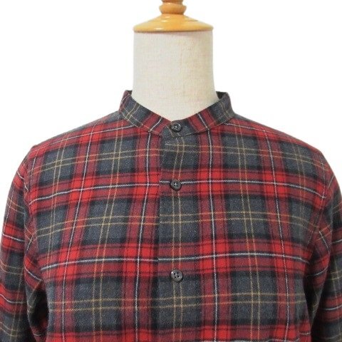 ビームス ボーイ 美品 定1.3萬 長袖シャツ/ネル タータン アスコットタイシャツ レッド S～M位 13-11-1225-195 2WAY BEAMS BOY ◆HA10