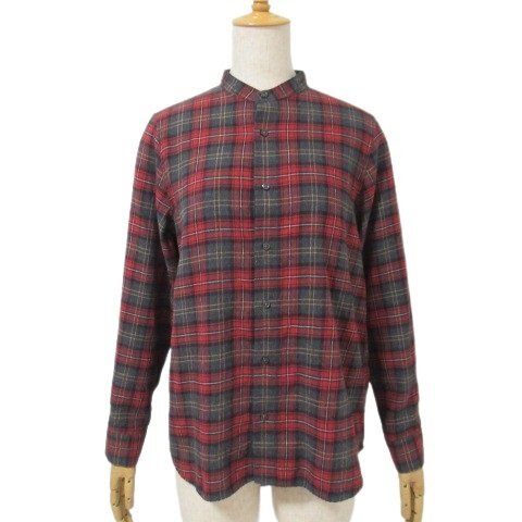 ビームス ボーイ 美品 定1.3萬 長袖シャツ/ネル タータン アスコットタイシャツ レッド S～M位 13-11-1225-195 2WAY BEAMS BOY ◆HA10