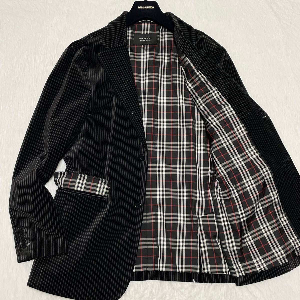 BURBERRY BLACK LABEL テーラードジャケット黒ベロア素材 BURBERRY BLACK LABEL テーラードジャケット黒ベロア素材