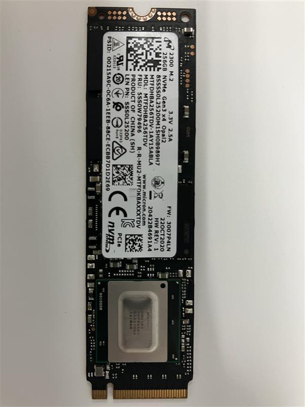 [動作品]MICRON Opal2 NVME PCIe M.2 2280 256GB ssd 3349使用時間