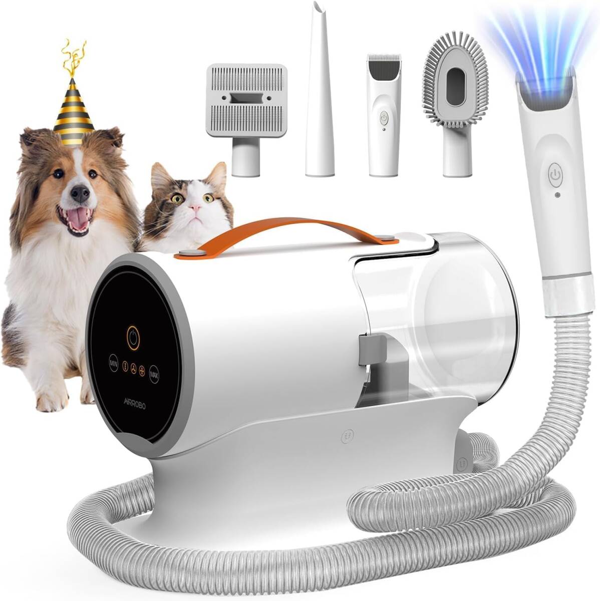 AIRROBO 犬 バリカン ペット用バリカンセット 12000Pa 超強力吸引 2L大容量 グルーミング掃除機