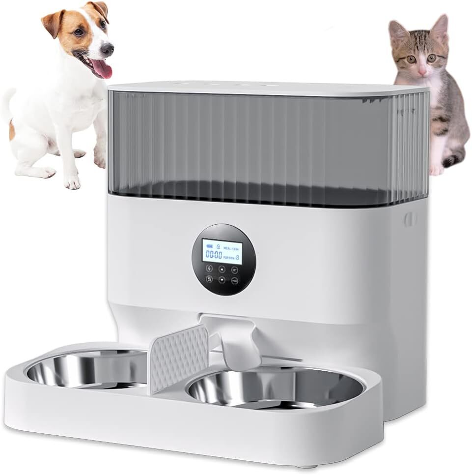 【新品】 ブリシア 自動給餌器 多頭飼い 猫 中小型犬 2匹用 録音可 手動給餌可 2WAY給電 タイマー式 乾燥剤内蔵