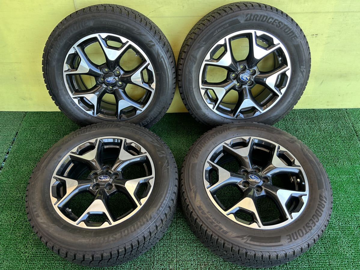225/60R17 2019年スダットレス ブリヂストンブリザックDM-V3 タイヤアルミセット　スバル純正5穴 PCD100 ET+55 17×7J ハブ56mm スバル XV