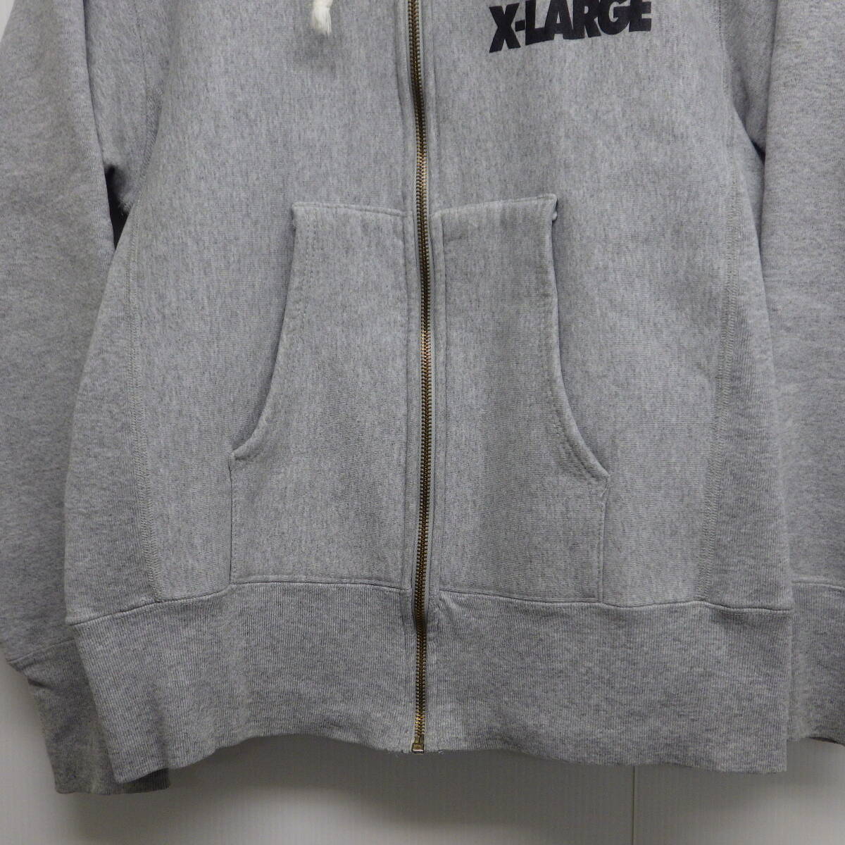 XLARGE champion リバースウィーブ USA制 フルジップ パーカー グレー Sサイズ ゴリラロゴ 背面プリント チャンピオン エクストララージ