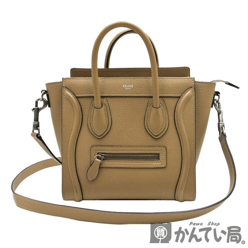 18291 CELINE【セリーヌ】ラゲージ ナノ2WAYバッグ ベージュ系 レザー ショルダーバッグ ハンドバッグ 鞄 レディース【中古】USED-AB