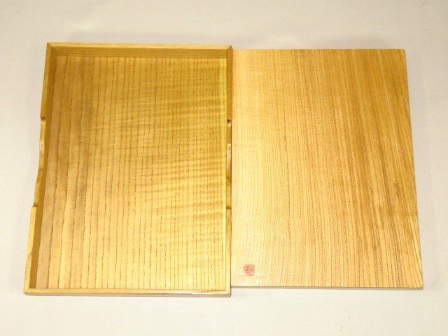▲在銘/税所健一作檗（きはだ）内蓋付将棋駒用傾斜七段高級平箱▲紙箱付新品