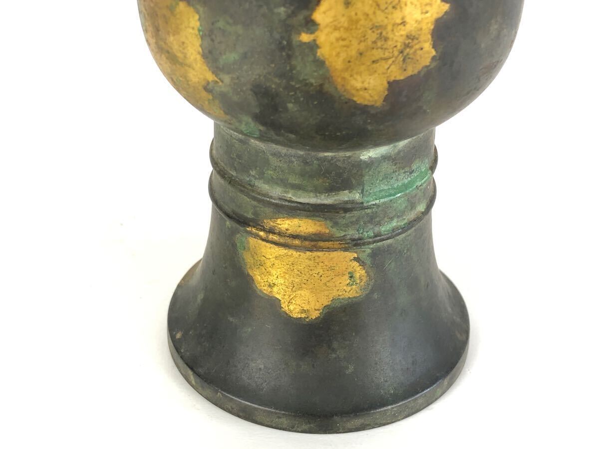 泰蔵六　塗金銅花器　共箱　765g/高さ23.5㎝ 東Y5-1218②トヒエ 泰蔵六 塗金銅花器 共箱 765g/高さ23.5㎝ 東Y5-1218②トヒエ