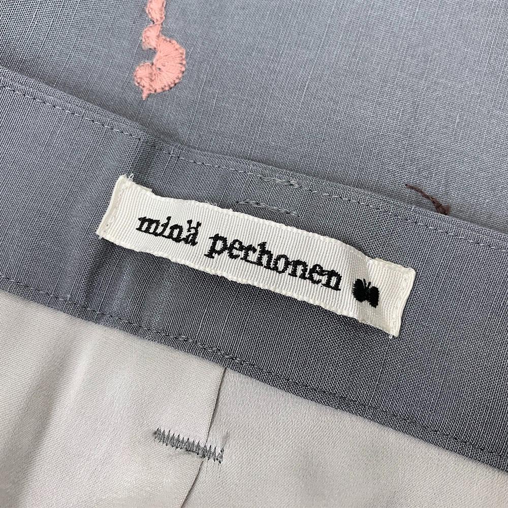 ミナペルホネン linnunlaulu 刺繍 シルク ワイド スラックス パンツ ミナペルホネン linnunlaulu 刺繍 シルク ワイド スラックス パンツ