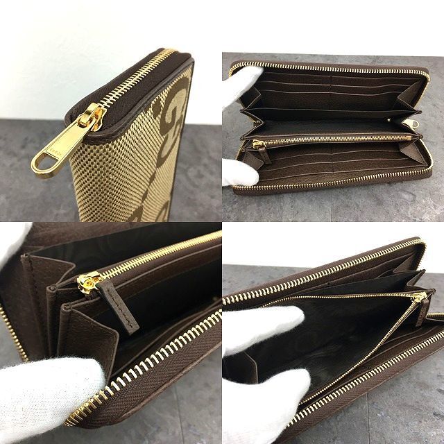  включая доставку! не использовался товар GUCCI Zip бумажник 699316 jumbo GG с коробкой 157