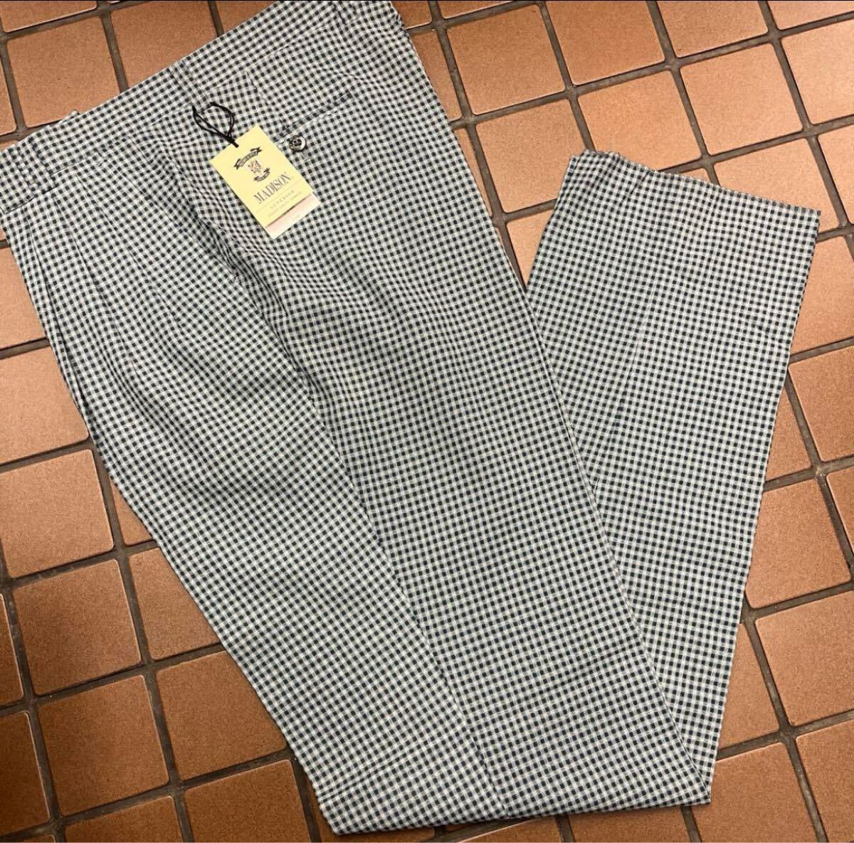  new goods * unused rare design extra-large slacks W110cm wool 100% green group casual pants Golf pants Golf wear GOLF bottoms 