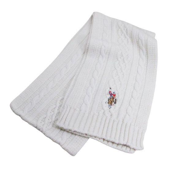 マフラー アクリル100％ 180x20cm uspa2014-447573 オフホワイト U.S. POLO ASSN.（ユーエス ポロ アッスン）ワンポイント刺繍 /送料無料