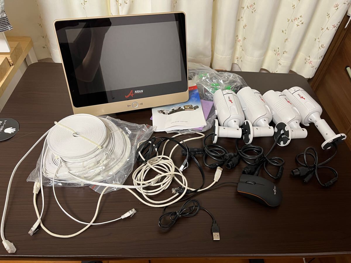 【実動動作確認済】ANRAN　防犯カメラ4台セットディスプレイ一体　1TB　HDD内臓 監視カメラ　暗視撮影