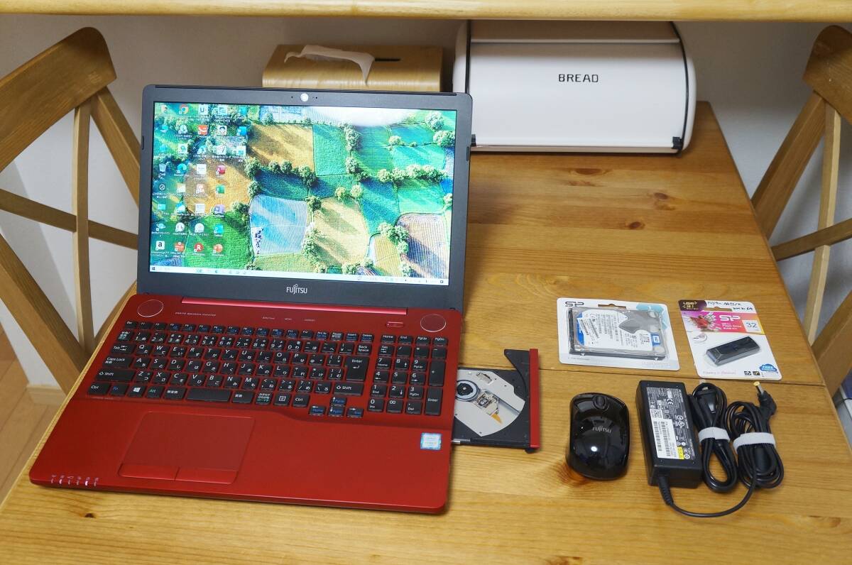 富士通 LIFEBOOK AH53/X FMVA53XRG Windows10 Core i7 16GB 新品SSD 1TB フルHD ブルーレイ Office 2021 Professional Plus 美品・送料込み