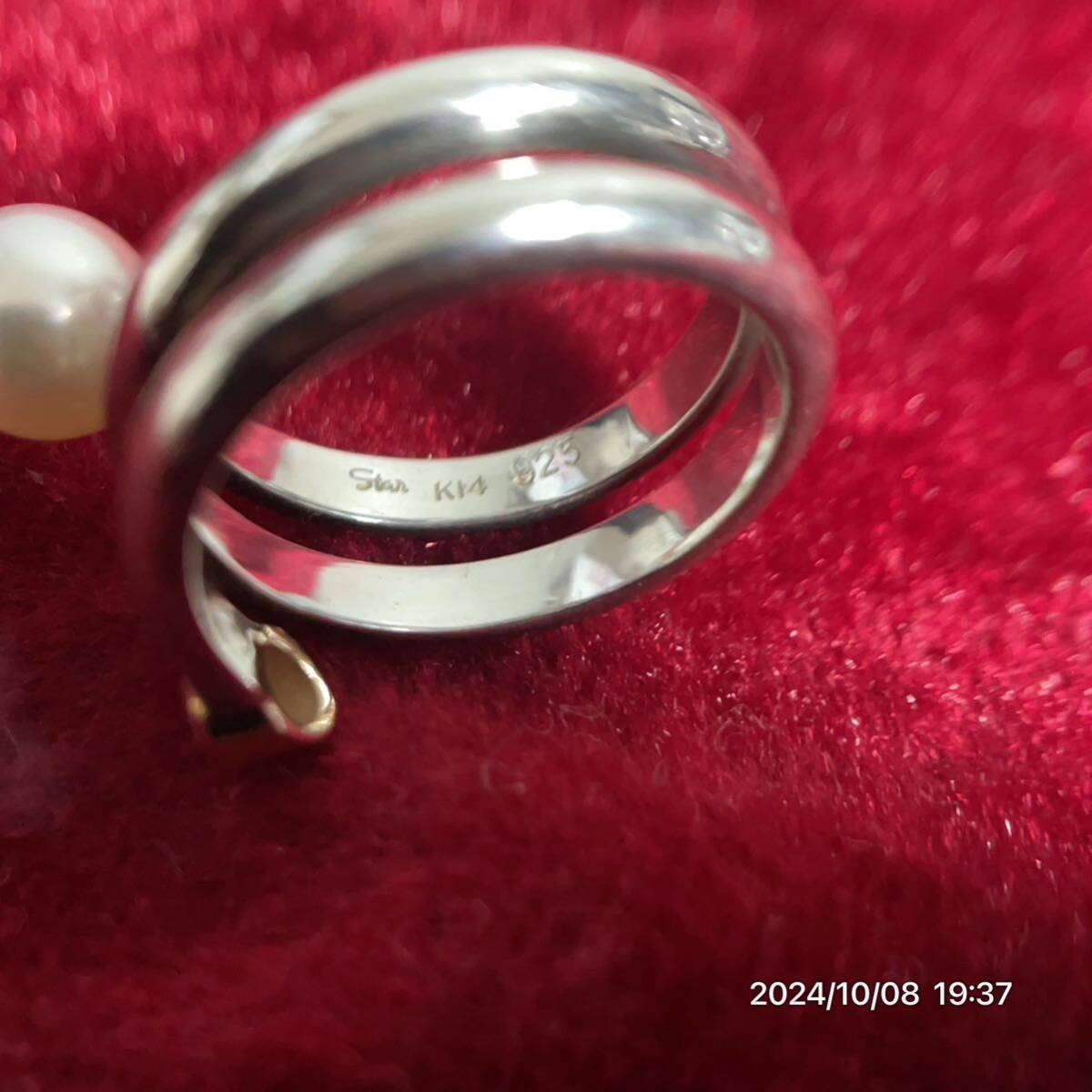 K14 SILVER925 コンビ STAR JEWELRY スタージュエリー コイル ラインストーン リング 指輪 アクセサリー _画像4