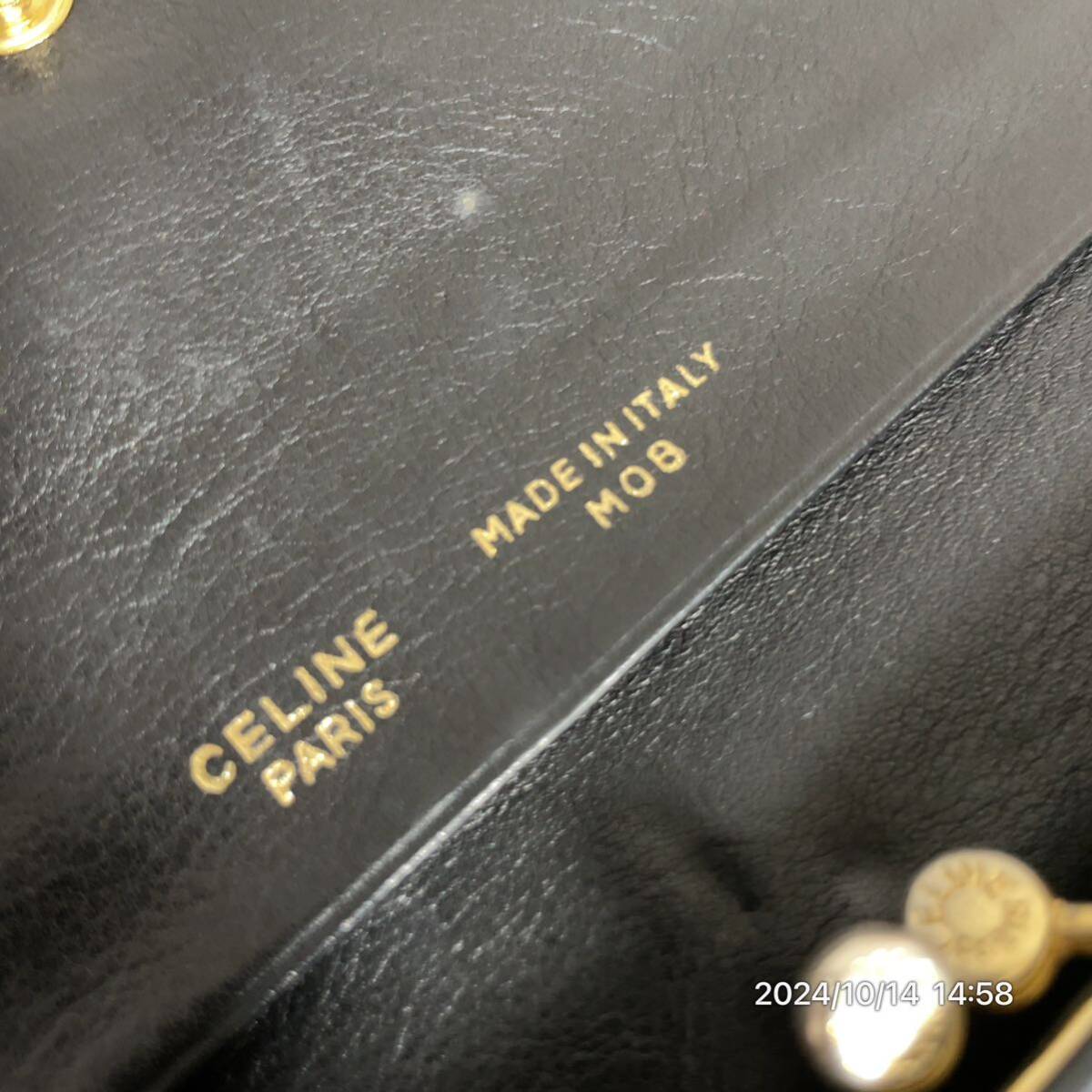 CELINE セリーヌ マカダムロゴ バイカラー レザー 革 二つ折り ウォレット 長財布 _画像5