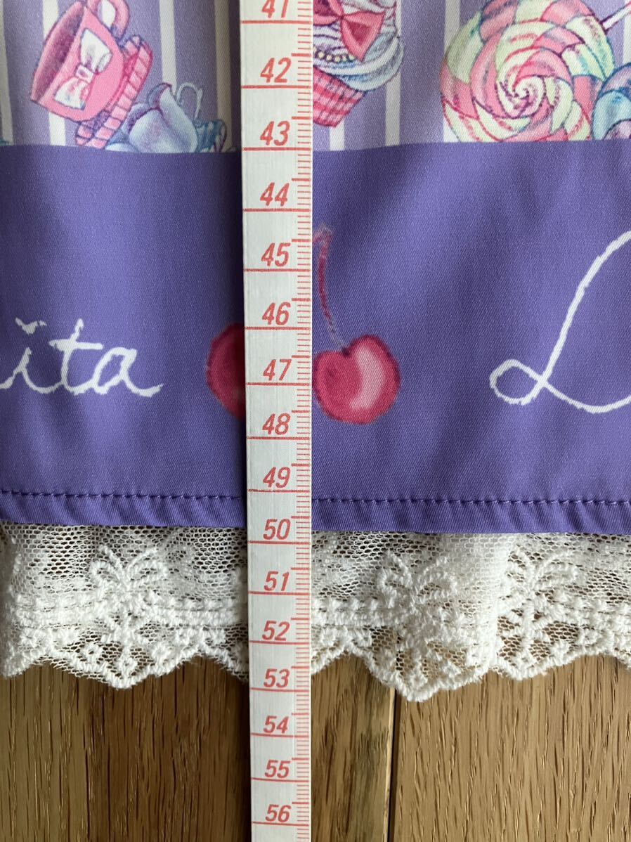 新品 女の子 キッズ エコネコ 長袖 リボン ワンピース 紫 100センチ