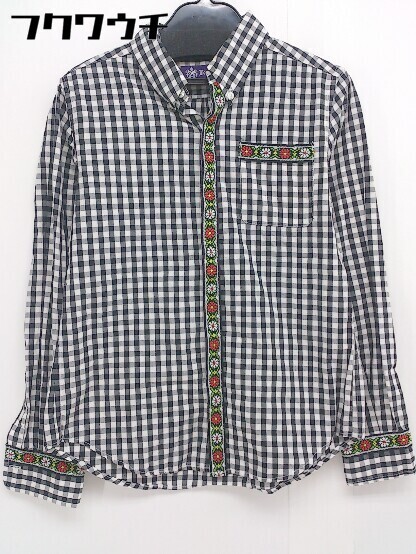 ◇ BEAMS BOY ビームス ボーイ チェック ボタンダウン BD 長(zhǎng)袖 シャツ サイズboy ブラック ホワイト レディース