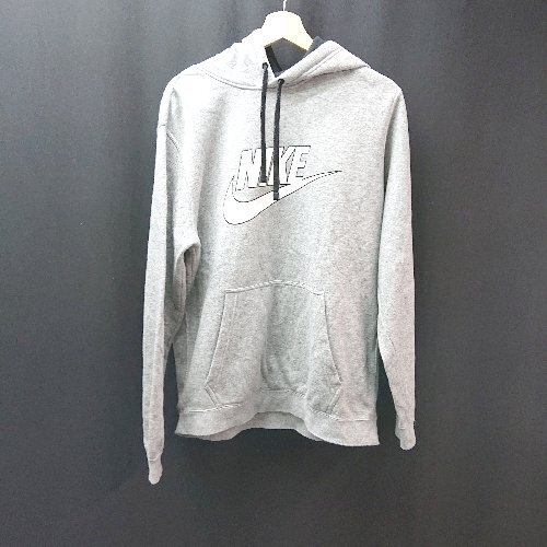 ◇ NIKE 裏起毛 ブランドロゴ オーバーサイズ カジュアル 長袖 パーカー サイズXL グレー レディース E
