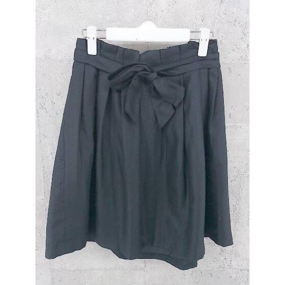 ◇ Kumikyoku 組曲 ベルト付 ミイン フレア スカート 3 ブラック レディース