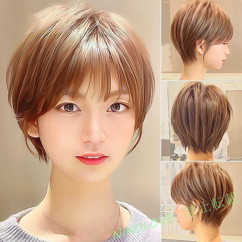 LRM3993★新品 ウィッグ レディース 人毛100% ボブウイッグ ショートウイッグ ヘアウィッグ 脱毛症 白髪隠す フルウィッグ 薄毛 増毛