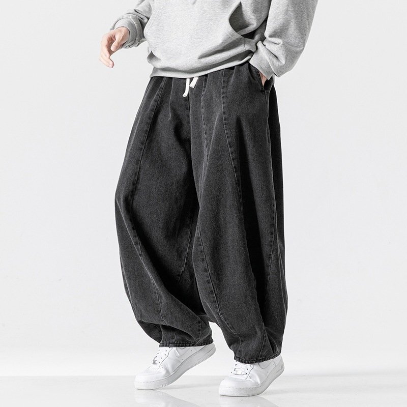 OHJ0040* первый продажа новый товар шаровары мужской Denim брюки широкий брюки брюки из твила рабочие брюки ji- хлеб длинные брюки M~5XL выбор возможно голубой 