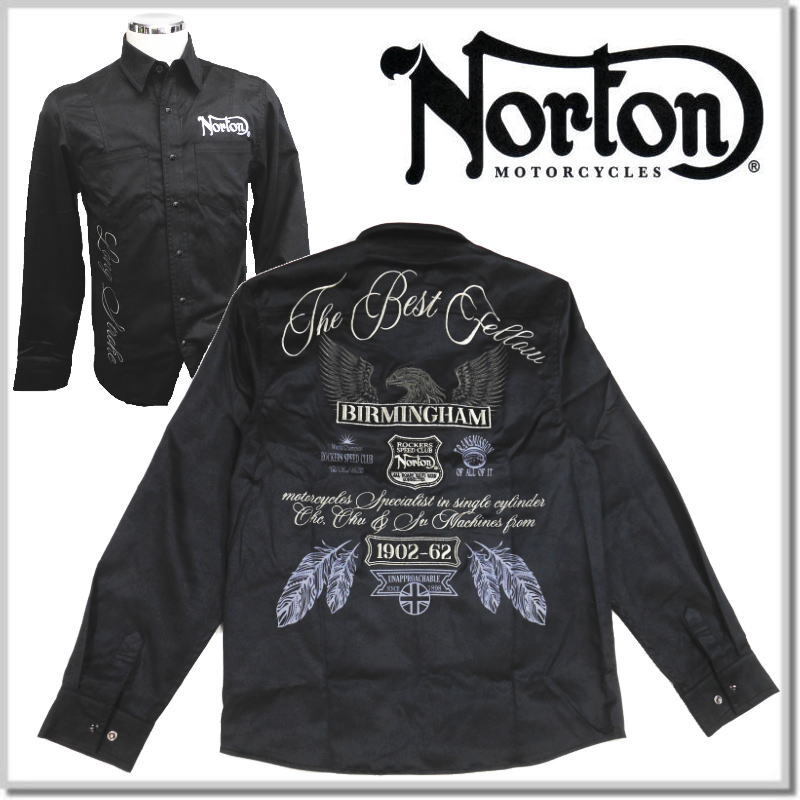 新品未使用！ ノートン Norton 撥水 STRETCH FAKE SUEDE シャツ 243N1503-09(BLACK)-L フェイクスエードシャツ_画像1