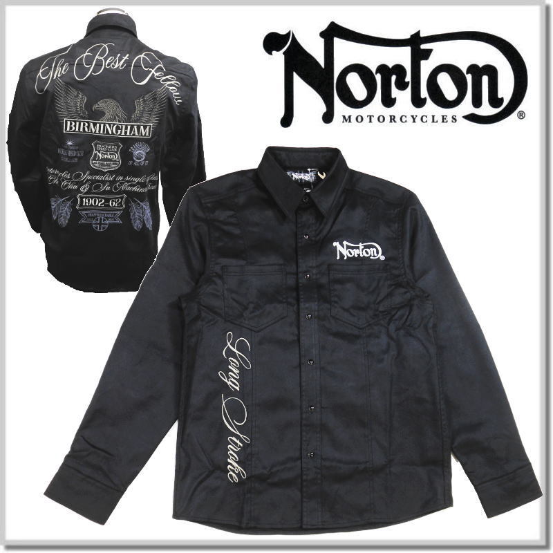 新品未使用！ ノートン Norton 撥水 STRETCH FAKE SUEDE シャツ 243N1503-09(BLACK)-L フェイクスエードシャツ_画像8