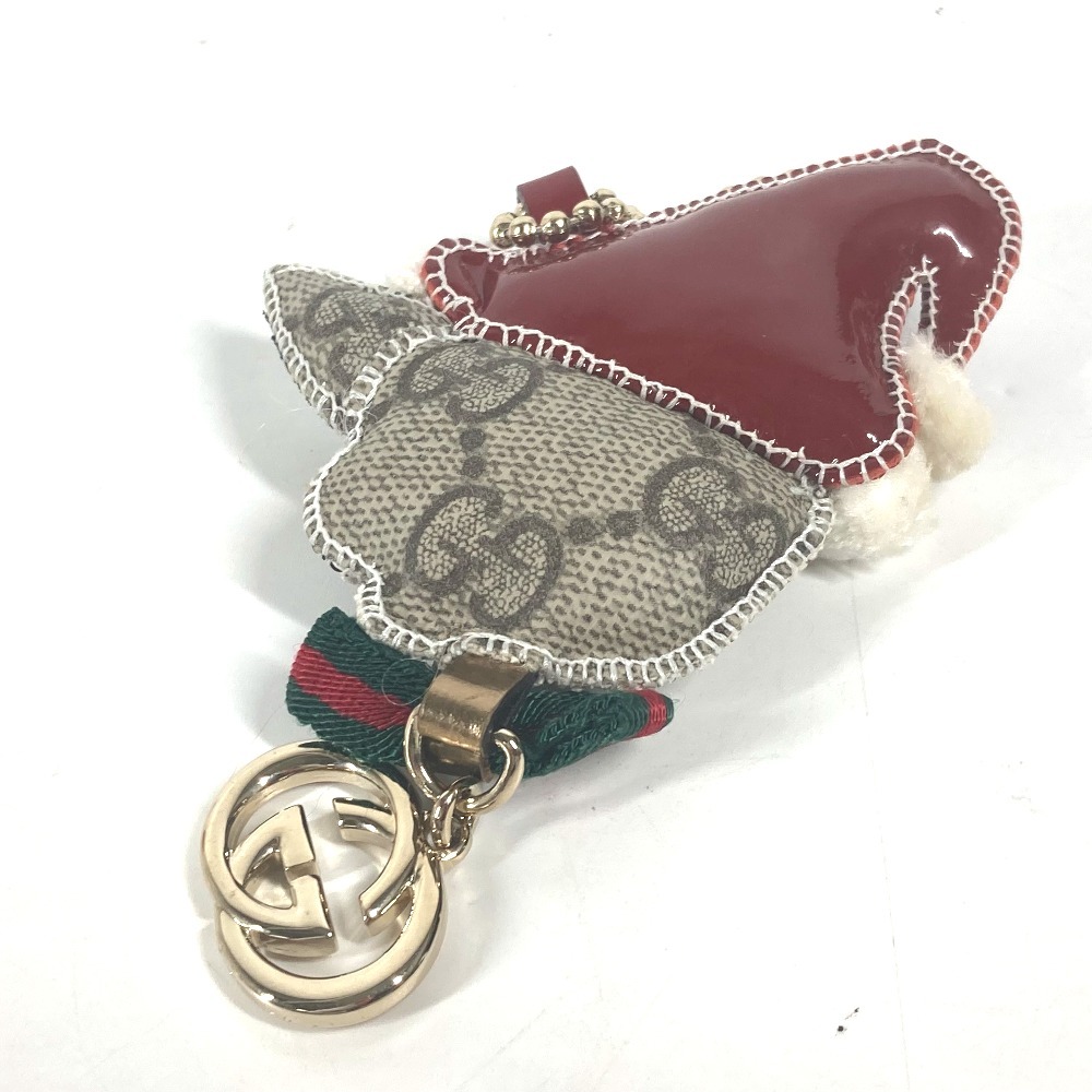  beautiful goods GUCCI Gucci Gucci .li Santa Claus chihuahua bag charm Christmas GG plus Sherry line ribbon key holder [ used ]