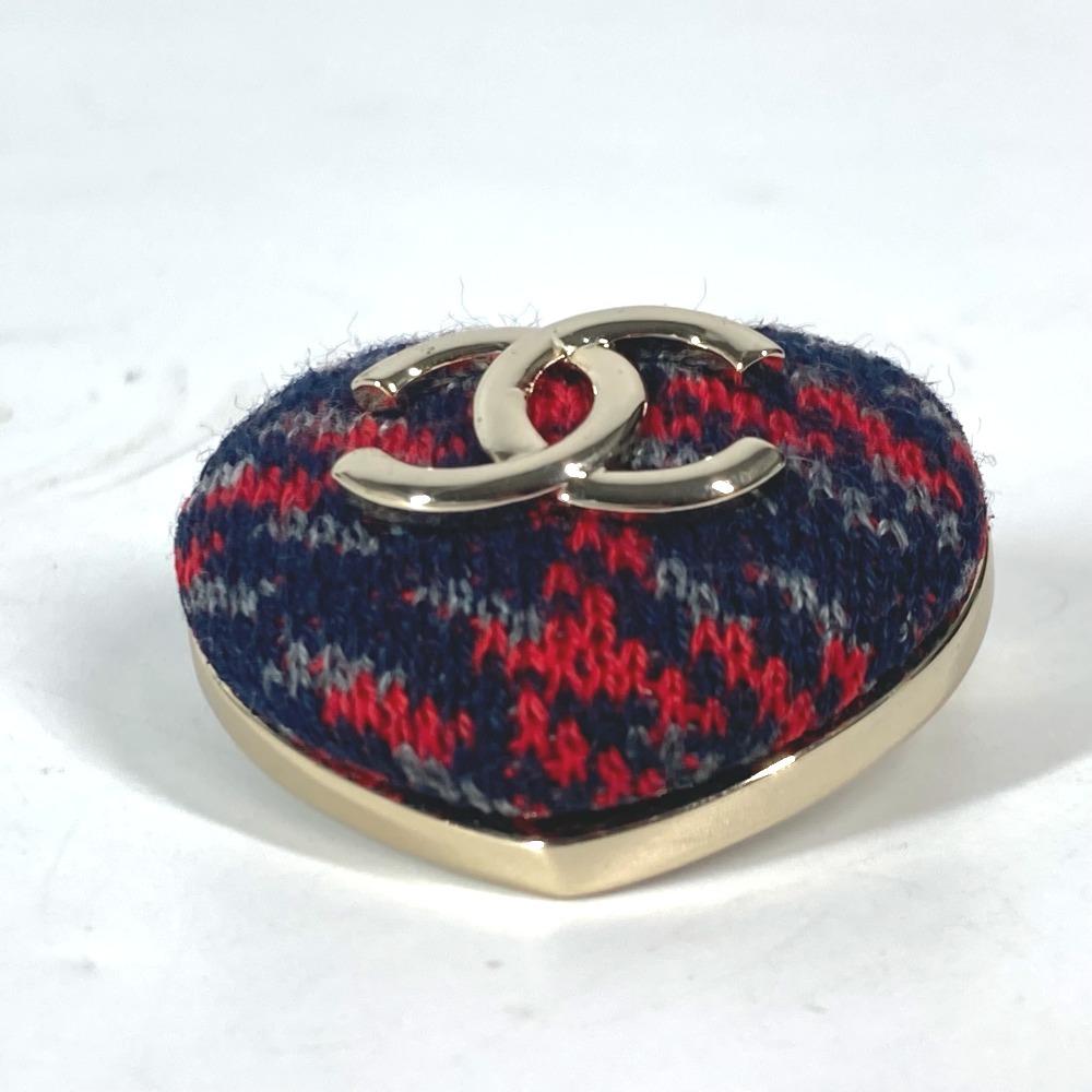 CHANEL シャネル ハート ココマーク CC アクセサリー B22K ブローチ ネイビー×レッド レディース【中古】