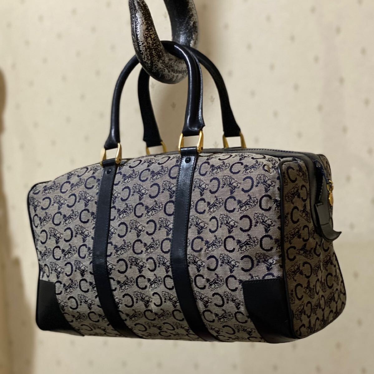VINTAGE CELINE キャンバス×レザー ミニボストンバッグ 馬車柄 VINTAGE CELINE キャンバス×レザー ミニボストンバッグ 馬車柄