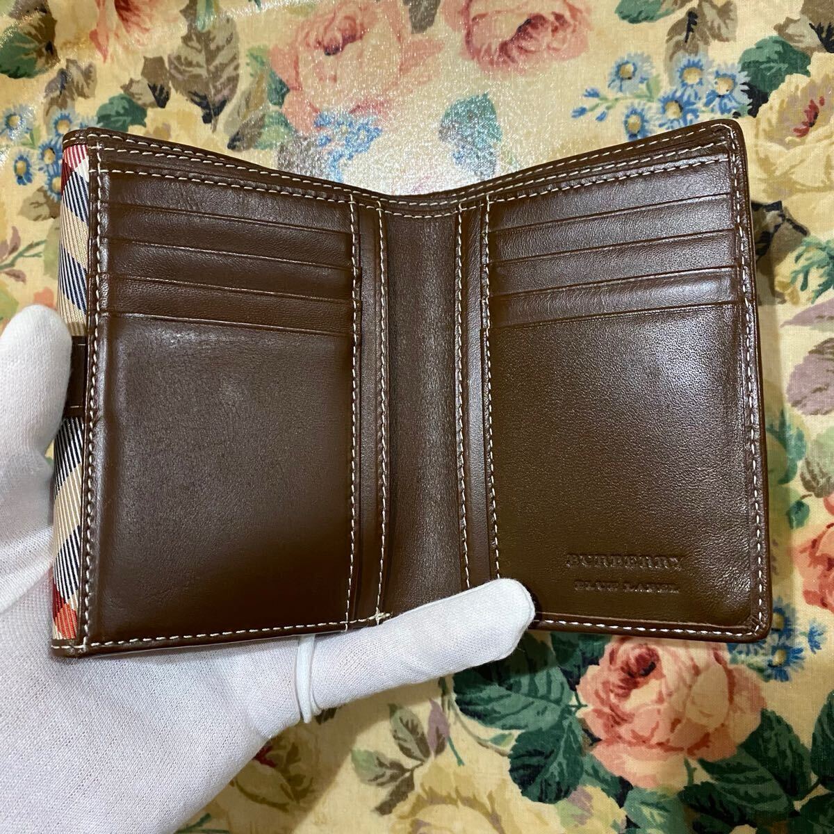 BURBERRY 三つ折り財布 キャンバス×レザー ノバチェック BURBERRY 三つ折り財布 キャンバス×レザー ノバチェック