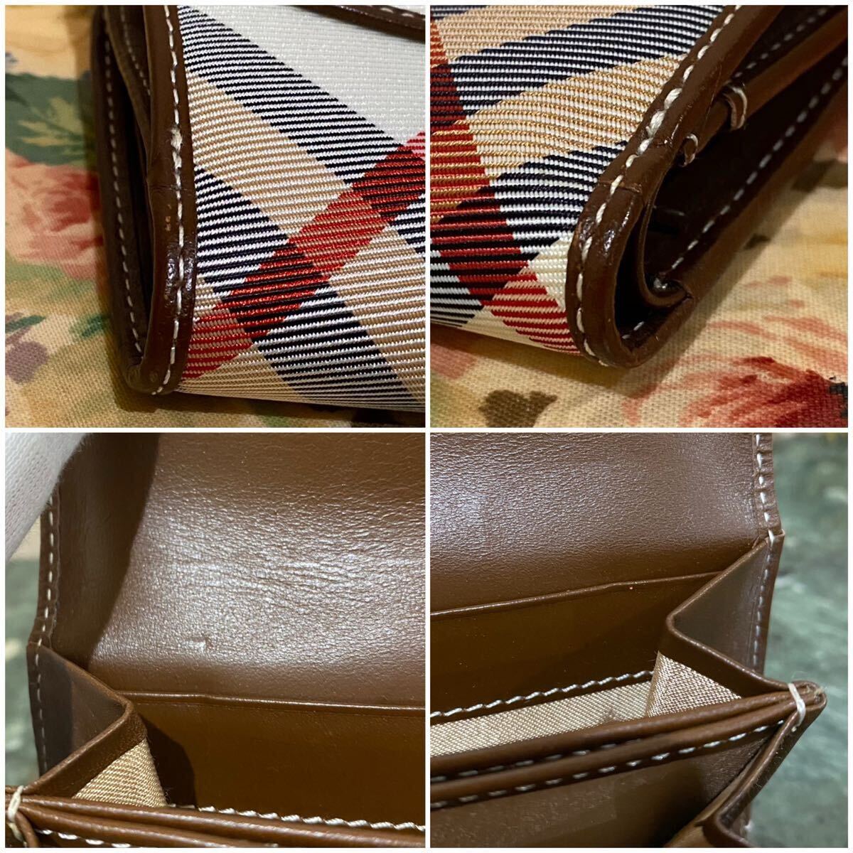 BURBERRY 三つ折り財布 キャンバス×レザー ノバチェック BURBERRY 三つ折り財布 キャンバス×レザー ノバチェック