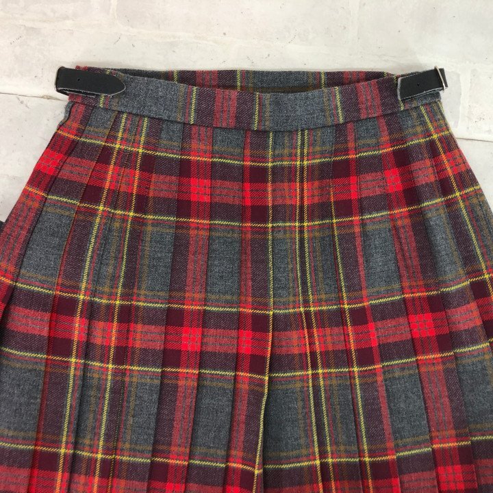 GLEN NEVIS グレンネイビス チェック柄 ウール ラップスカート 巻きスカート SIZE: M レッド/グレー MH632024100308