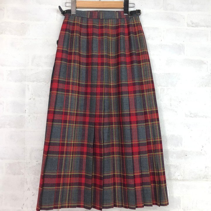 GLEN NEVIS グレンネイビス チェック柄 ウール ラップスカート 巻きスカート SIZE: M レッド/グレー MH632024100308