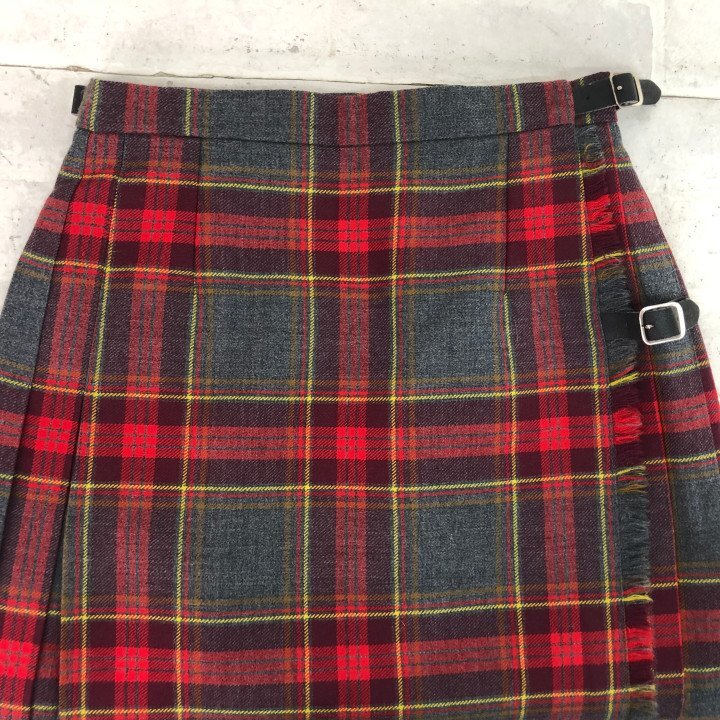 GLEN NEVIS グレンネイビス チェック柄 ウール ラップスカート 巻きスカート SIZE: M レッド/グレー MH632024100308