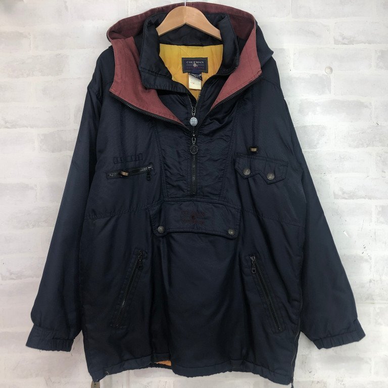 90's COLEMAN OUTDOORS コールマン 中綿入り アノラックパーカー ナイロンジャケット SIZE: M ネイビー ヴィンテージ MH632024101002