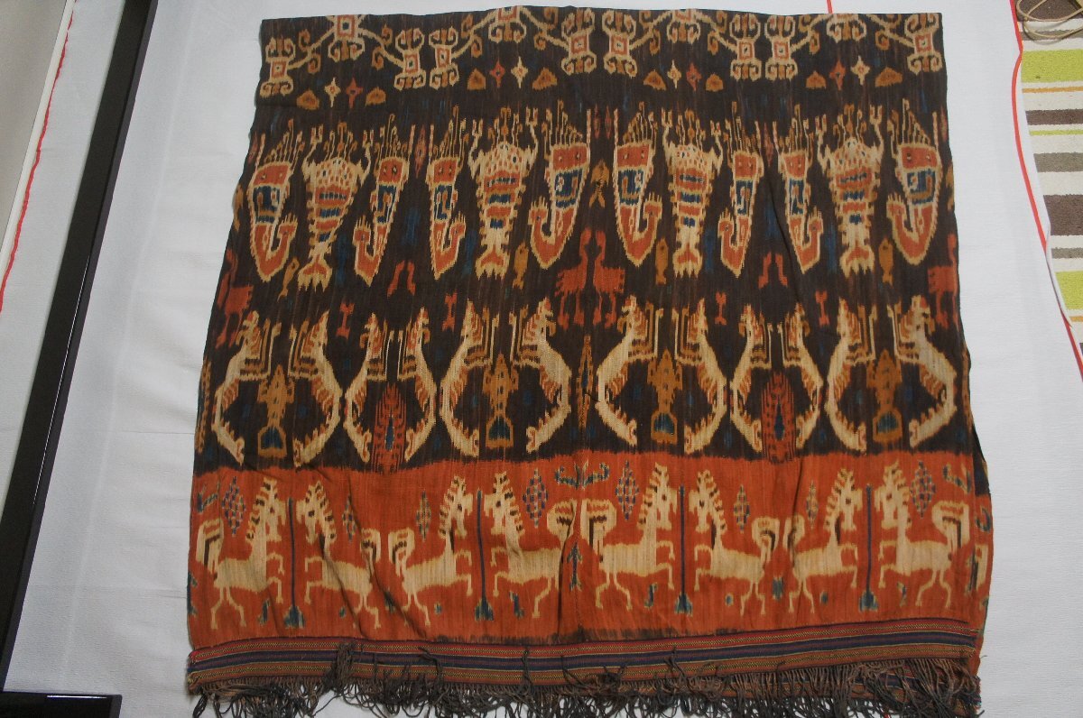 дерево хлопок Indonesia smba остров античный ikatto ширина уровень .. охота узор гобелен [E15439]