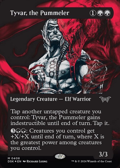 MTG ■緑/英語版■(408)《猛打者、タイヴァー/Tyvar, the Pummeler》★テクスチャーFOIL★ ダスクモーン DSK 緑R