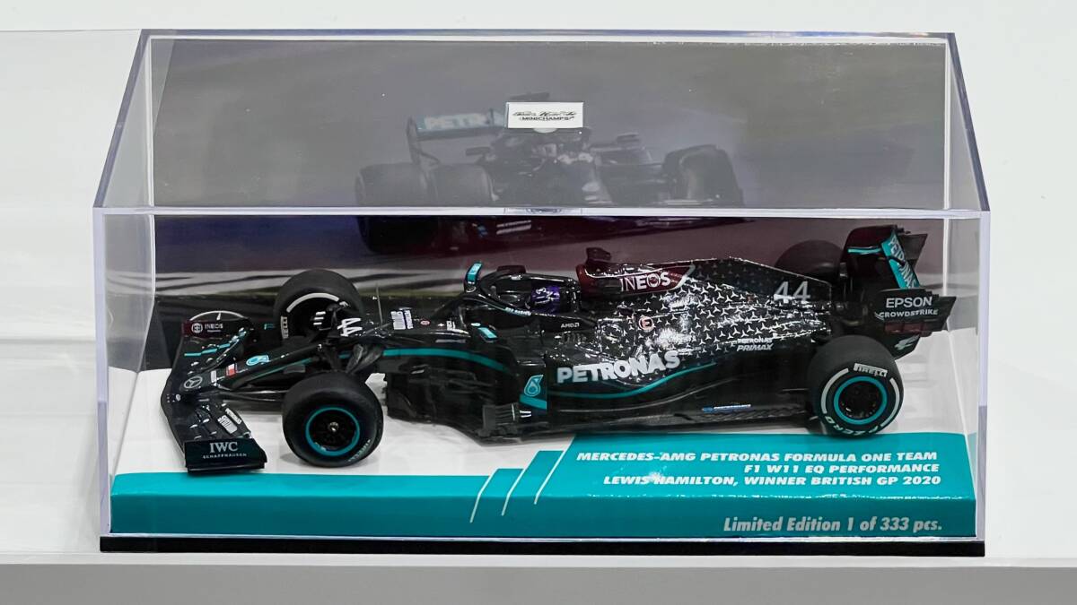 PMA Minichamps 1/43 MERCEDES AMG PETRONAS F1 W11 EQ Performance L.Hamilton 優勝Winner British GP 2020 FLAT TIRE Limited333台限定