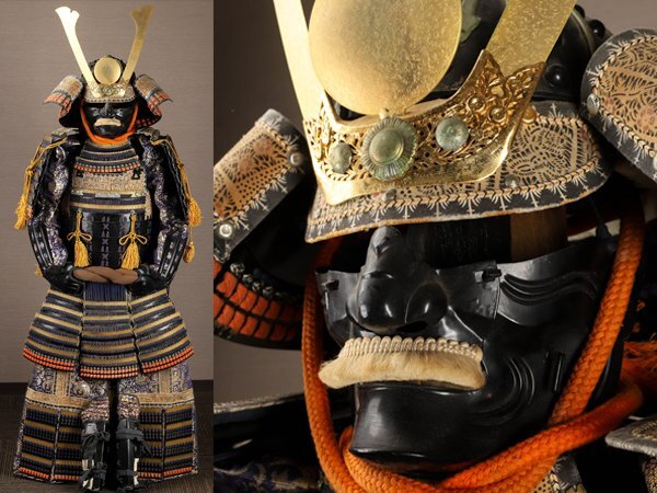 甲冑 等身大 一式 流】現代甲冑 等身大鎧 鎧兜一式 鎧櫃 KY230(流現代甲冑 蒔絵付