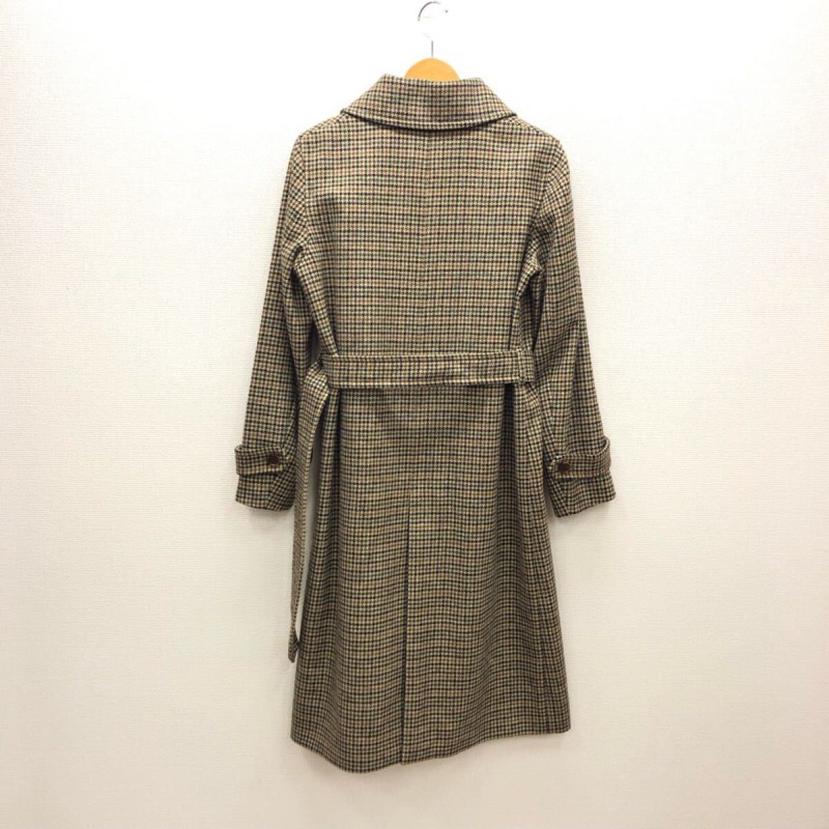 に093】23区×MOON 千鳥柄ウールコート 38 ベージュ ロング丈 に093】23区×MOON 千鳥柄ウールコート 38 ベージュ ロング丈