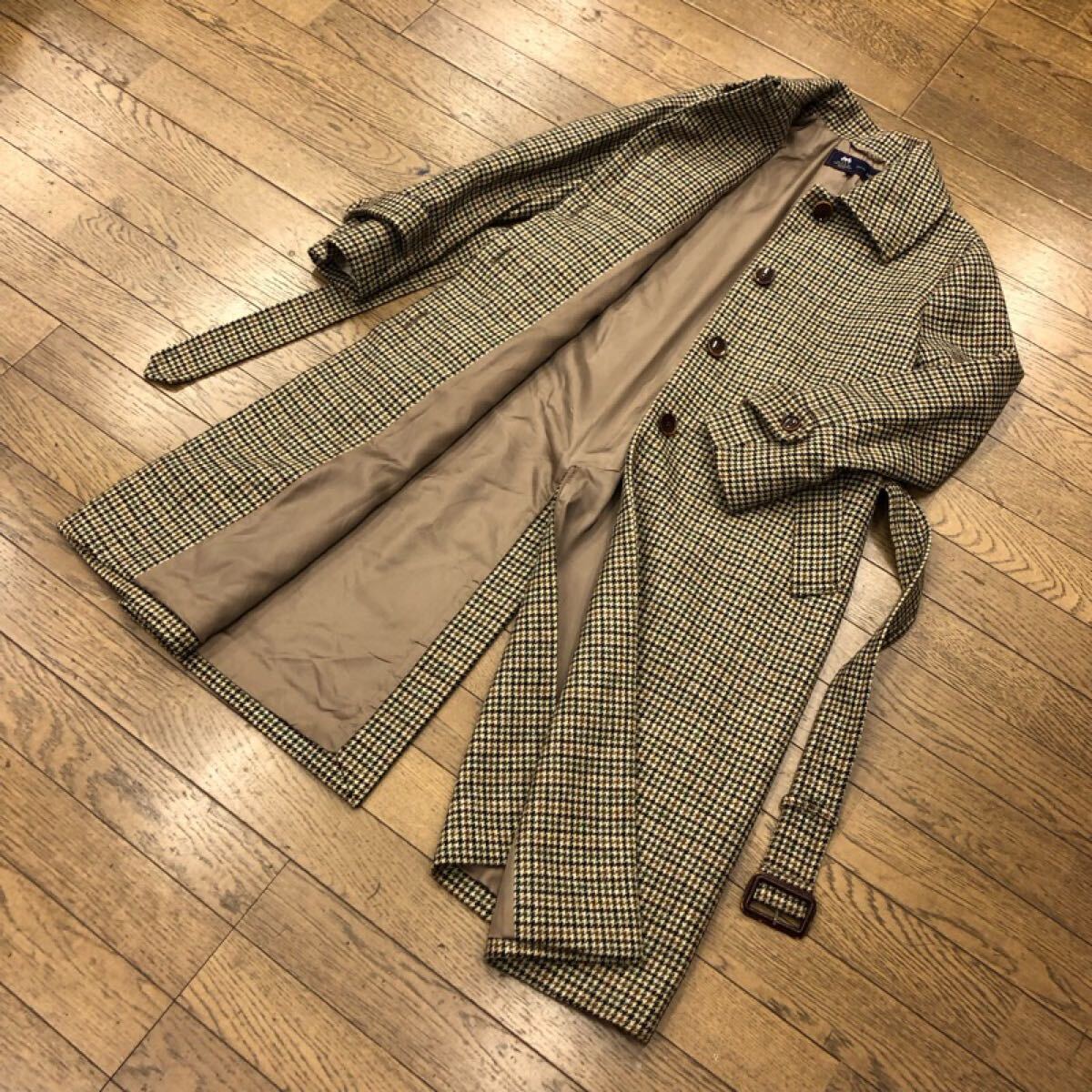 に093】23区×MOON 千鳥柄ウールコート 38 ベージュ ロング丈 に093】23区×MOON 千鳥柄ウールコート 38 ベージュ ロング丈