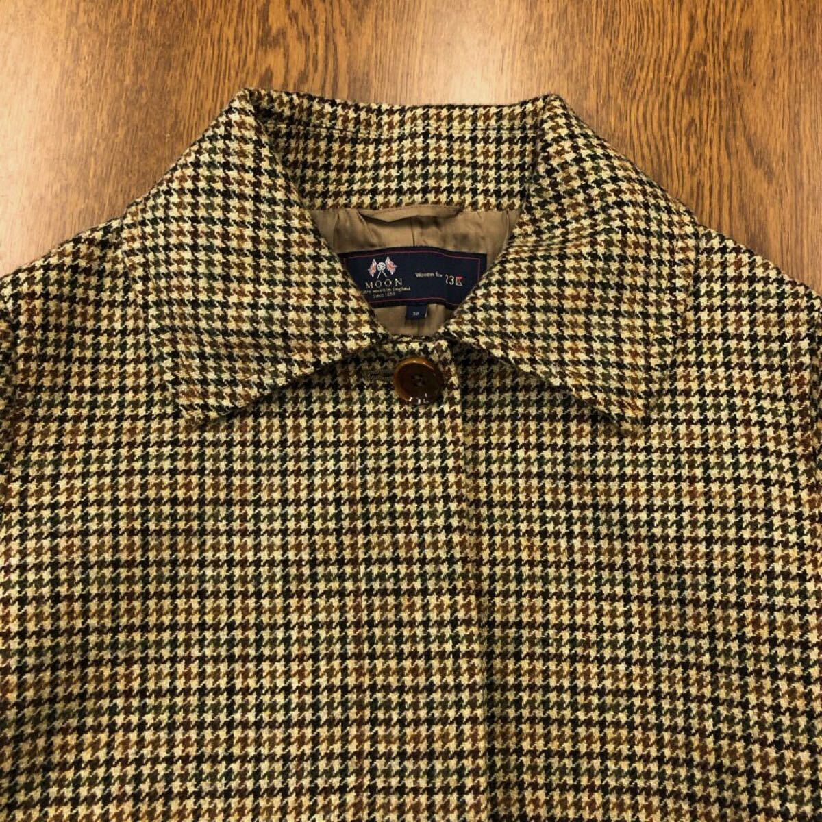 に093】23区×MOON 千鳥柄ウールコート 38 ベージュ ロング丈 に093】23区×MOON 千鳥柄ウールコート 38 ベージュ ロング丈