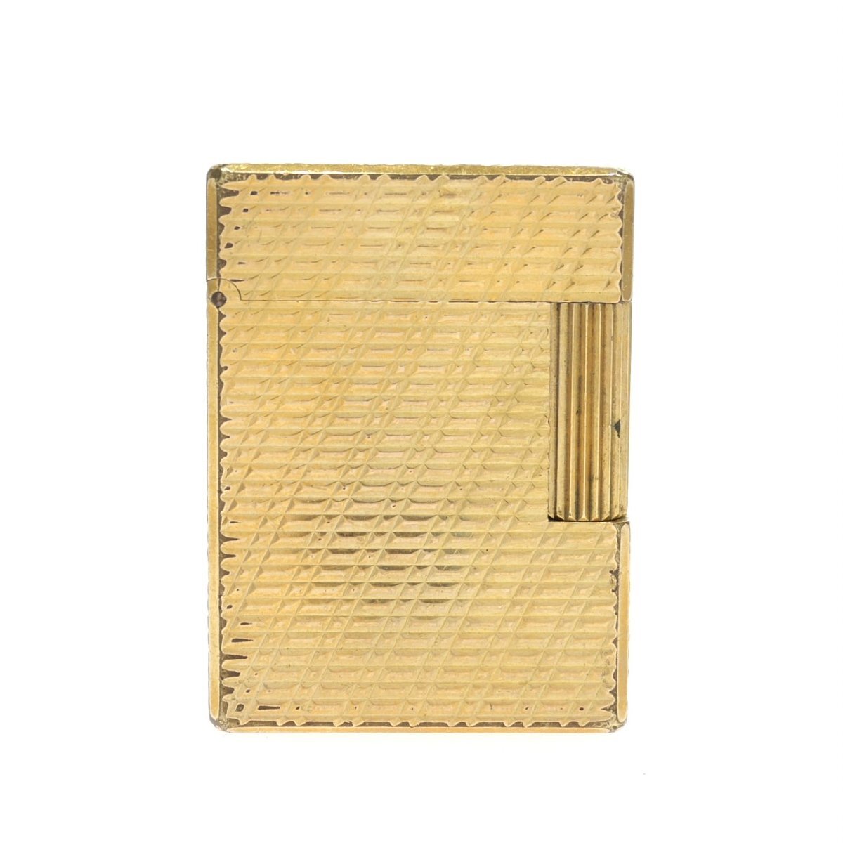 １円スタート S.T.Dupont デュポン ライン1 ローラー式 ガスライター スクエア ゴールドカラー 喫煙グッズ 喫煙具 火花〇 着火未確認